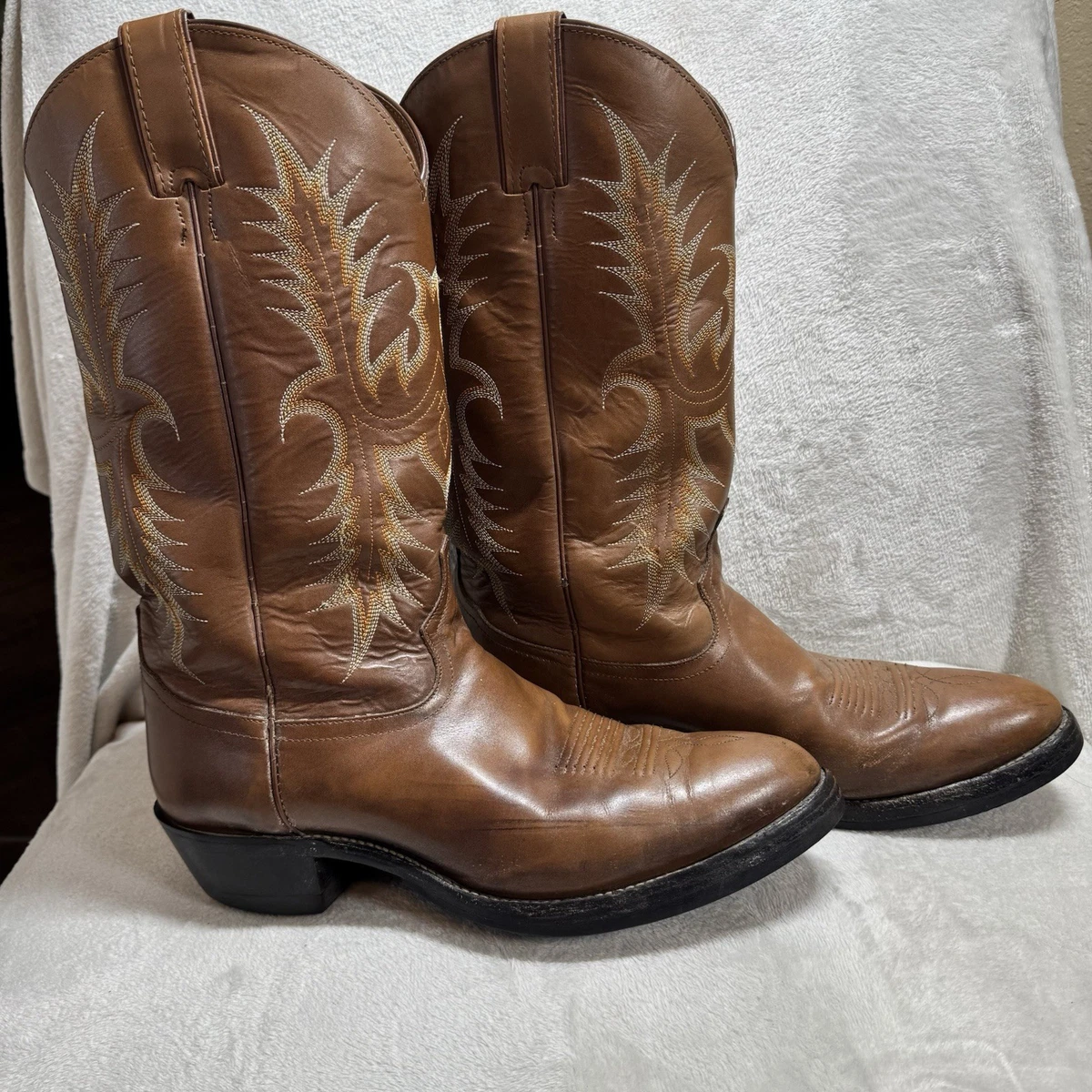 Nocona Vintage Western Brown Bullhide Leather Pull On Cowboy Boots Mens 7.5 EE Nocona Cowboy Boots Brown Men main image 4