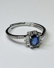 Beautiful 925 Sterling Silver Natural .80 Carats Blue Sapphire CZ Diamonds Ring