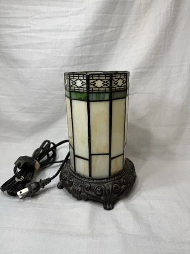 Vtg Hampton Bay Sonoma Stained Glass Accent Table Lamp Bronze Tiffany Style
