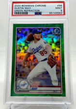 2020 Bowman Chrome #96 Dustin May ROOKIE CARD RC Green Refractor /99 PSA 9