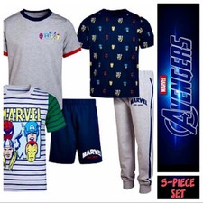 MARVEL AVENGERS Kids 5-Piece Set: 3 Shirts, Shorts and Jogger - Sizes 6 yrs  7