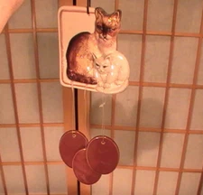 CERAMIC  White and Brown Kitty Cats CAT  Wind Chime 18" hanging distance