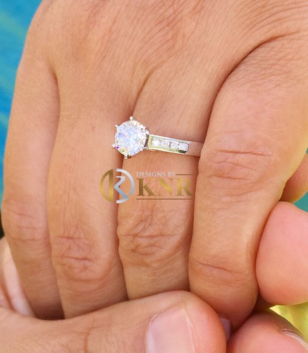 ROUND CUT MOISSANITE RING BRIDAL WEDDING PRONG 14K SOLID WHITE GOLD CARAT 1.15CT - Picture 5 of 10