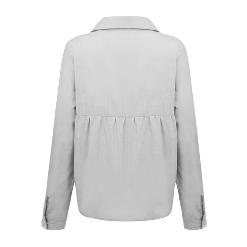 Blusa Prendas para el torso informal elegante de lino de algodón de manga larga para mujer - Imagen 22 de 38