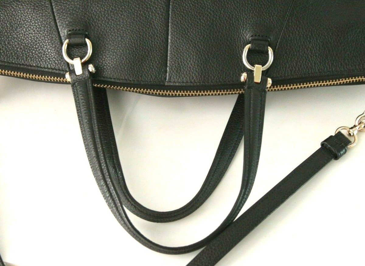 Coach Prairie Satchel 2Way Shoulder Bag Handbag Black Pebbled 