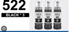 3PK Black 522 Ink Bottle Compatible WITH Epson T522 Fits ET2720 ET4800