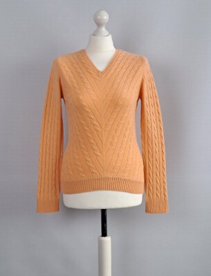 ODEEH light orange cable-knit cashmere pullover. Size 34