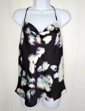 Pleione Women's Lightweight Black Tie Dye Cowl Neck Cami Tank Top Size XS - NWT