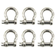 6PCS 1/4" Anchor Shackle Clevis Shackle D Ring Snap Shackle Stainless Steel
