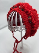 Beautiful Crochet Baby Bonnet Red 3 -6 Months