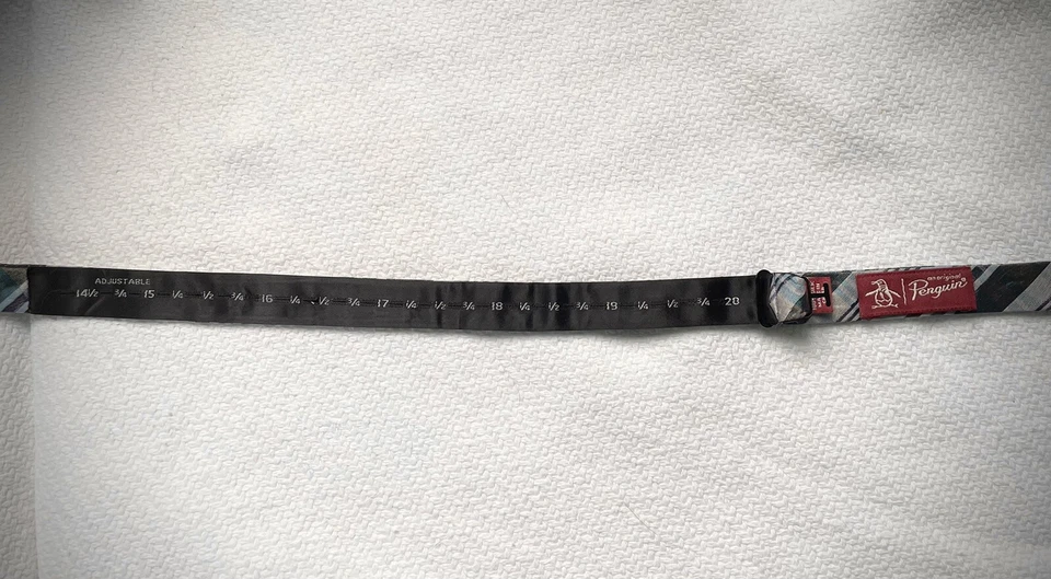 Pajarita de seda Penguin Adj azul marino claro blanco a cuadros talla 14 5 20 Foto 2 de 2