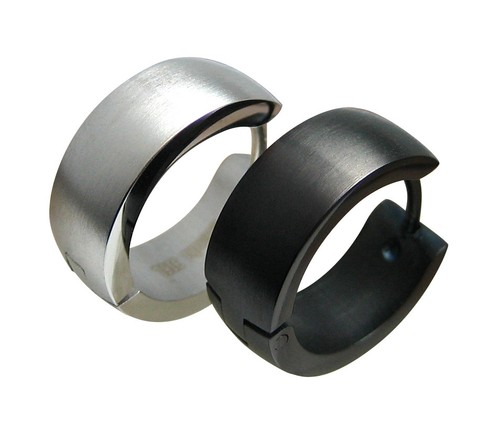 Edelstahl-Ohrringe Creolen 6/16 Mm Matt – Nickelfrei, Klappbar & Handgefertigt | Silber/schwarz Mattierte Oberfläche