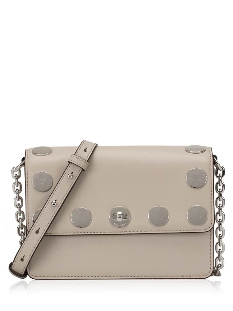 Michael Kors Rivington Stud Natalie Small Chain Messenger Crossbody Beige Ivory
