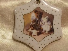 2003 BOYDS Angel HOLIDAY BEARS Porcelain ORNAMENT Wishing You A Season