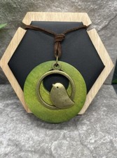 30-32" Sweater Leather Necklace With 3" Wood Pendant Tassel New Free Ship B1911