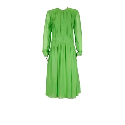 BURBERRY Gathered Silk Georgette Dress in Neon Green, Brand US Size 8 | eBay BURBERRY Gathered Silk Georgette Dress in Neon Green, Brand US Size 8 | eBay