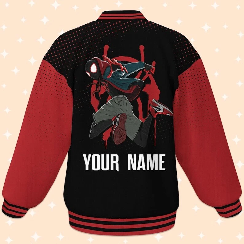 Custom Spiderman Miles Morales Cool Varsity Baseball Jacket, Custom Disney Jacket