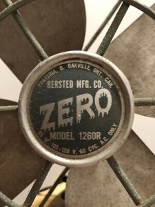 Bersted Mfg. Co. Zero Model 1260R Vintage Fan USED AS-IS Estate Item