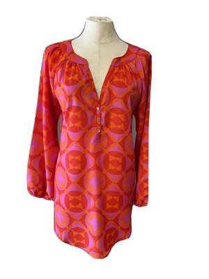 pink dress with oranges