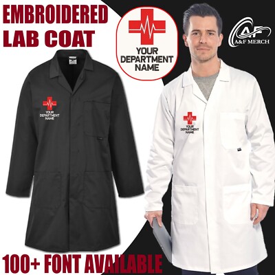 Personalised Embroidered Your Department Name Lab coat Doctor Medical Staff