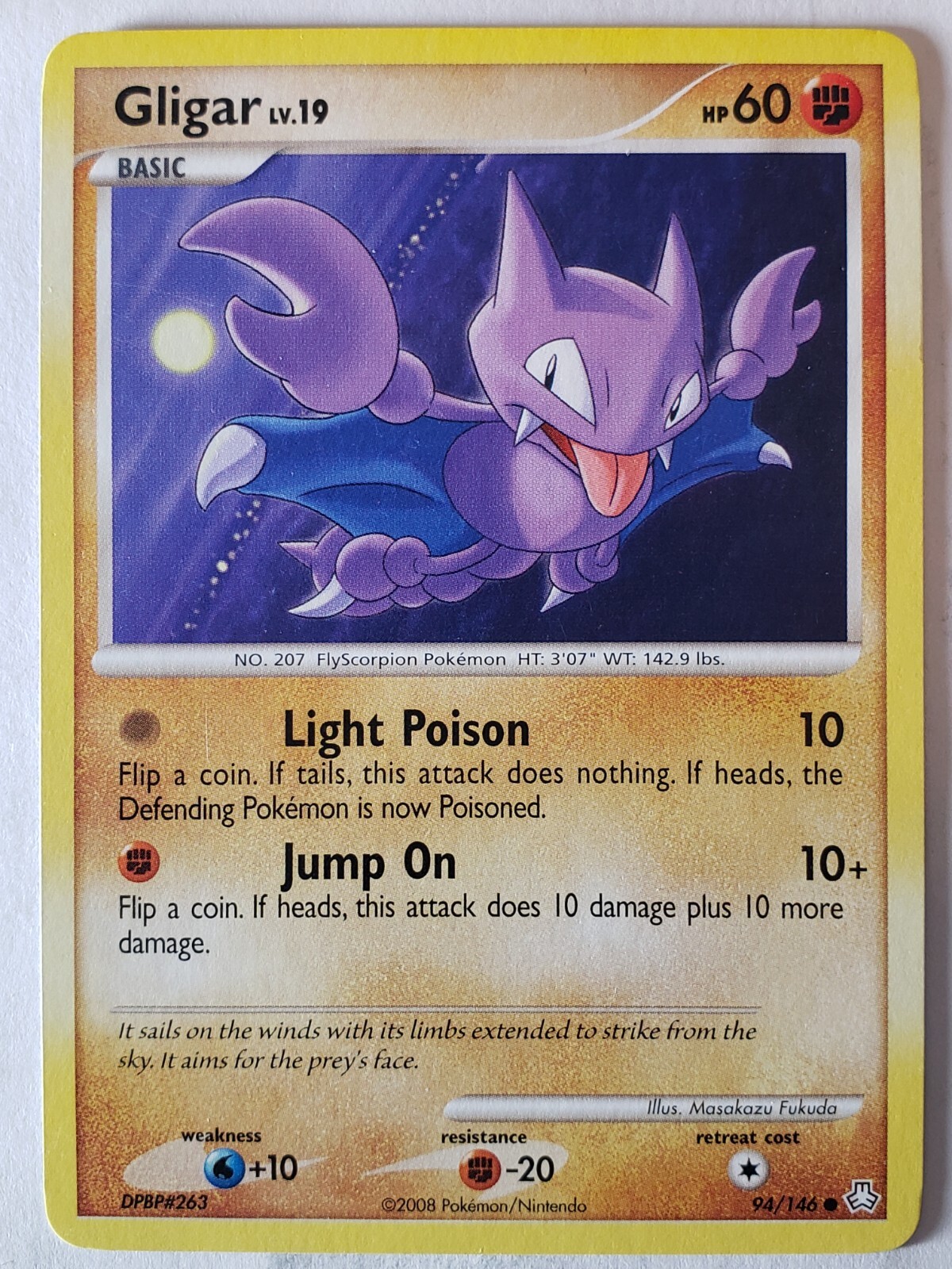 Gligar 94/146 LP / VLP - Legends Awakened Pokemon Card - Masakazu Fukuda Art