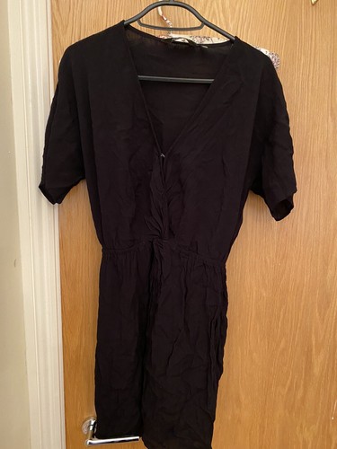 & Other Stories leichtes schwarzes geknotetes Minikleid Gr. 34