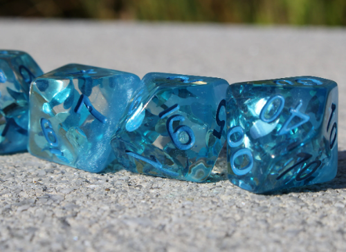 Dragon's Winter Frost - 7 Piece Resin Polyhedral 5e DND RPG Dice Set - Picture 4 of 9