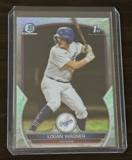 2023 Bowman 1st Chrome Lunar Glow Green Logan Wagner Dodgers