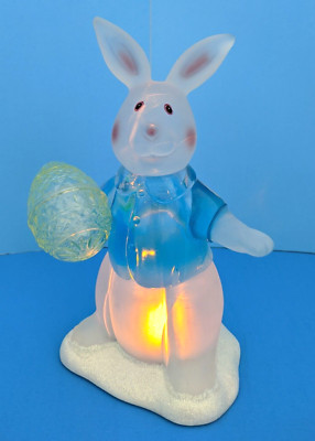 Acrylic Color Changing 8'' Bunny Rabbit Figurine w/ Easter Egg Glittery