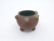 Antique Circa 1920s Chinese Yixing Zisha Stoneware Hundred Fruits Cup 3" x 2.25"