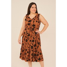 Simply Vera Wang Floral Brown Maxi Dress - Size Medium