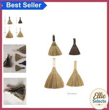 Whisk Broom Set of 4 Corn Straw Bristle Yarn Wrapped Handle Wood Compact