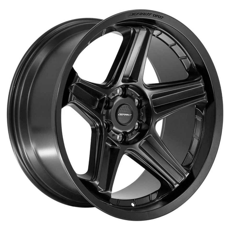 Set(4) DF07 Black 22x10 Wheels & 33x12.5x22 R/T Tires, TPMS 6X5.5 -12ET - Image 3 of 4