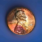 2014-P Lincoln Shield Penny Original BU Luster Toning UNC EARRING In Earlobe  — photo 4