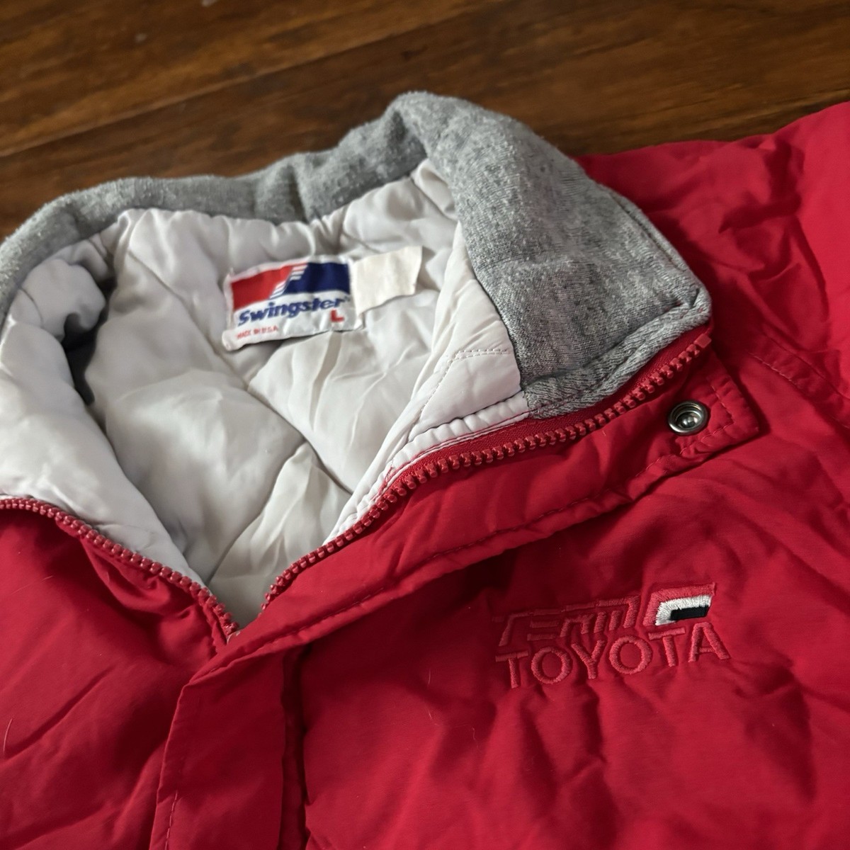 Vintage 80s Men's SWINGSTER Team Toyota Red Racing Jacket Size M