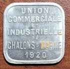 FRANCE 1920 Aluminum Square Token CHALONS Merchant League 20 Centimes UNC — photo 1