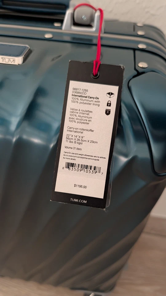 NWT Tumi 19 Degree Aluminum 22" International Carry-On in Dark Denim $1195. - Image 4 of 4