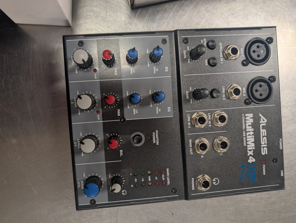 Alesis MultiMix 4 USB 4 Channel Mixer Interface Mic Line Mixing New Open Box - Image 3 of 4