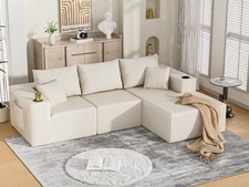 4 Seat Modern Sectional Sofa Couch Sofa Set w/ L-Shaped Chaise for Living Room