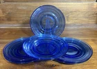 Lot Of 6 Vintage Hazel Atlas Cobalt Blue Depression Glass Saucers 5.5"