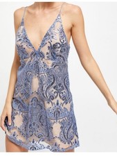 Free People Night Shimmer Mini Dress blue 6
