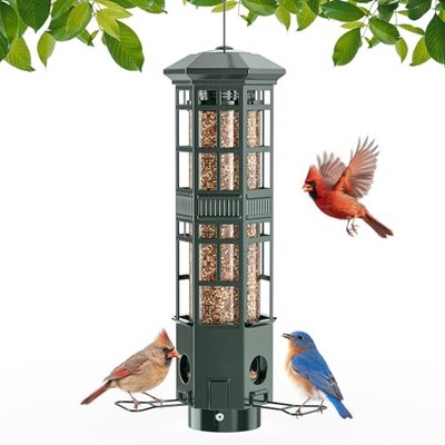 Squirrel Proof Bird Feeder for Outdoors, Chew-Proof & Weather Resistant, Green