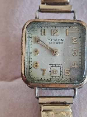 Vintage BUREN Grand Prix   1940er Art Déco   Handaufzug   LÄUFT   20 Mikron Gold