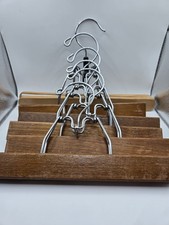 Vintage Wooden Hangers Lot of 6 Wood Various Labels Clamp Pant Skirt Hangers