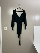 She + Sky Women’s Wrap Tie-Waist Long Sleeve Dress Green Size S C117