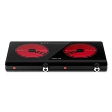 Infrared Double Burner Electric Cooktop - 1800W Portable Stove, Heat-u