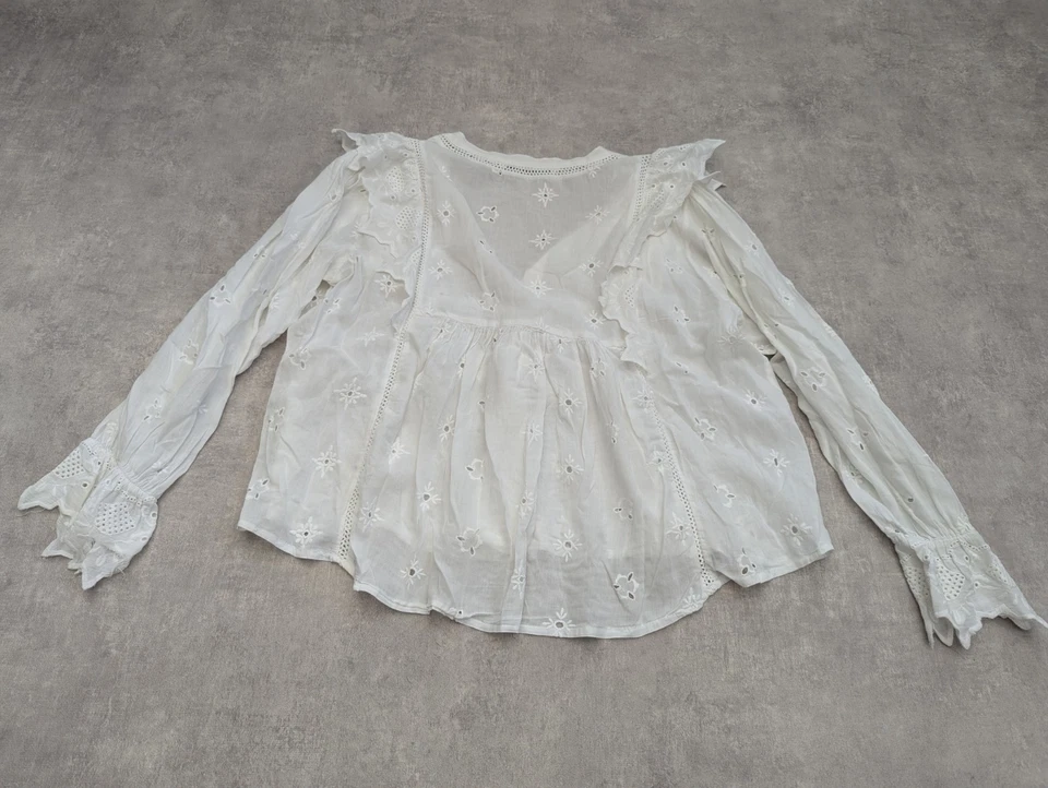 Zara Blouse Womens L Tunic Boho Romantic Peasant Embroidered Shirt Top Fairy - Image 4 of 4