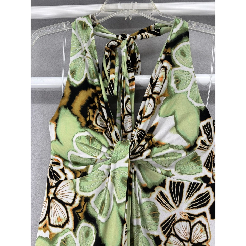 Tiana B. Dress Womens Sz L Maxi Halter Green White Forrest Fairy Goth Whimsigoth - Image 2 of 4