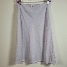Tularosa Women's Y2K Floral Embroidered Mini Skirt Small Purple Lace Trim Boho