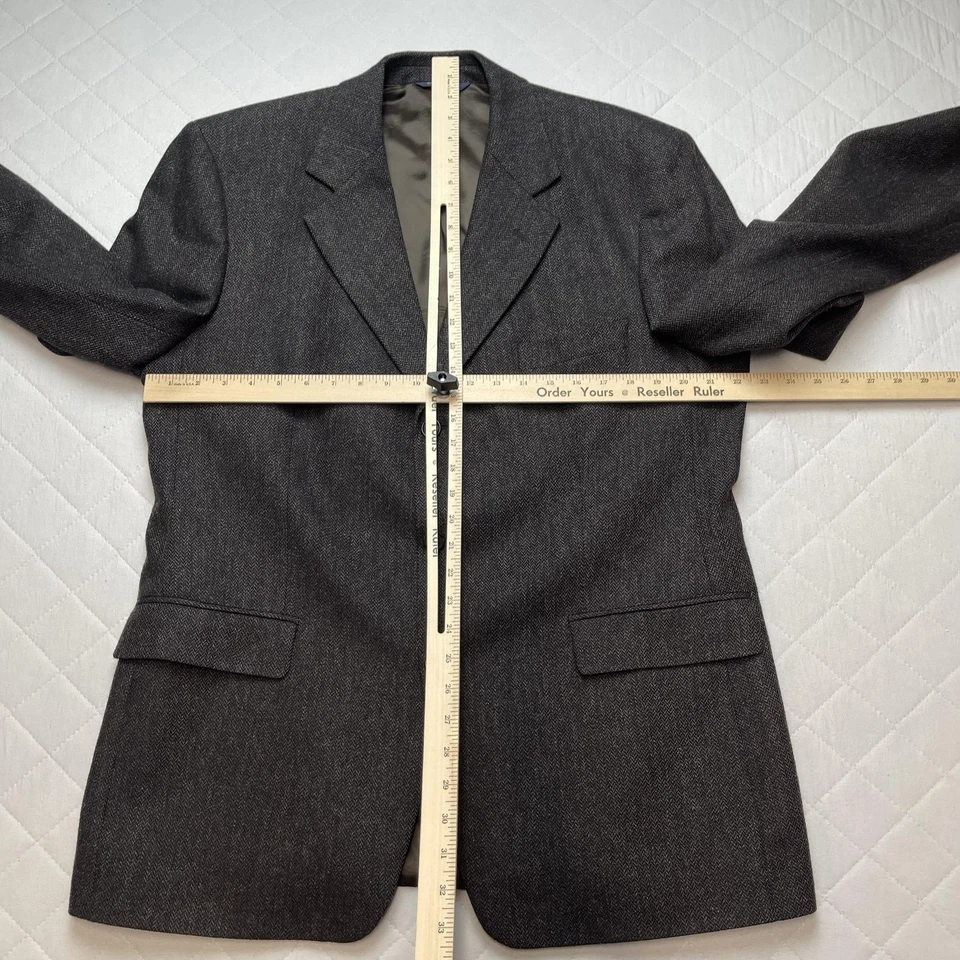 Brooks Brothers 346 Blazer Mens 43R Gray Wool Herringbone 3 Button Sport Coat - Image 2 of 4